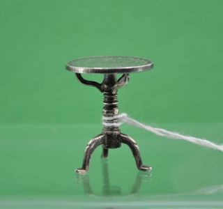 Antique Chinese Export Qing Coin Silver Miniature 3 Leg Table For Dolls House