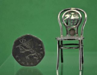 Antique Chinese Export Qing Coin Silver Miniature High Back Chair Dolls House