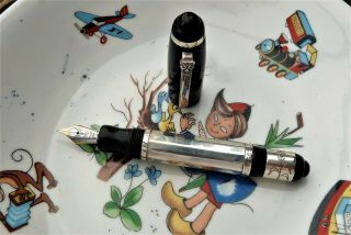 " Marlen Xxi C.  " 925 Sterling Silver Faceted Hand Made Italian Fountain Pen