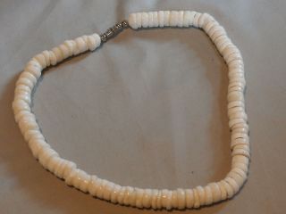 Vintage Puka Shell Surfer Necklace Very Smooth,  Heavy & Wide 17 1/2 Inches