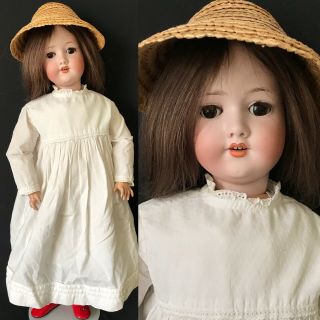 28” Antique Bisque Head Doll Am 390 W/compo.  Ball Jointed Body,  Germany