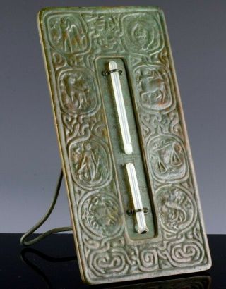 Rare C1910 Tiffany Studios York Zodiac Pattern Solid Bronze Desk Thermometer