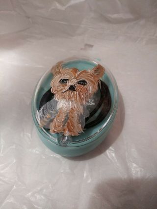 Hand Painted Yorkshire Terrier Purse Or Travel Brush With Compartment Storage