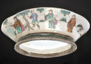 19th Century Antique Chinese Porcelain Footed Bowl Plate