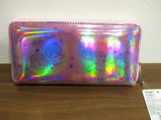 Sanrio Little Twin Stars Wallet Purse Pink Aurora Metallic F/s From Japan