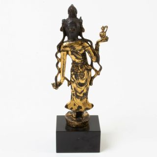 Antique Gold Gilt Bronze Statue Indian Hindu Goddess Parvati 11 
