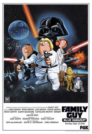 Star Wars Family Guy Blue Harvest Limited Edition Lithograph 13 " X19 " Poster