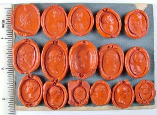 16 Antique Georgian Early 1800,  S Red Wax Seal Intaglio Impression