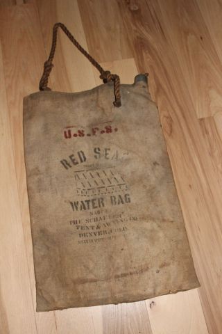 Vtg Antique Red Seal Water Bag U.  S.  Forest Service Denver Colorado Schaefer
