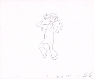 Scooby Doo 1972 - 3 Shaggy Production Animation Cel Drawing Hanna Barbera