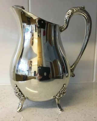 Large Vintage Pilgrim Silver Plated Water Pitcher,