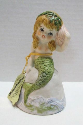 Mermaid Figural Ceramic Bell By Jasco 1979 Adorabelles W/ Tag Vintage Taiwan