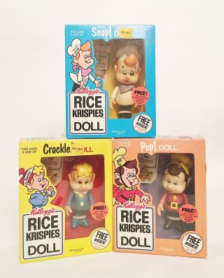 Vintage 1984 Kelloggs Rice Krispies Snap,  Crackle,  Pop Toy Dolls
