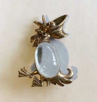 1940’s Jelly Belly Sterling Signed Norma Duck Pin With Bonnet