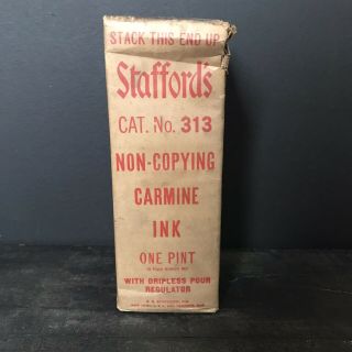 Vintage Stafford’s Non - Copying Carmine Ink One Pint Dripless Pour Regulator
