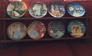 Disney Princess Cinderella Plate Set Of 8 Knowles Bradford Exchange,  & Rack