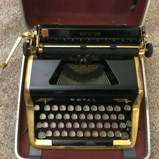 Vintage Royal Quiet De Luxe Gold Plated Type Writer