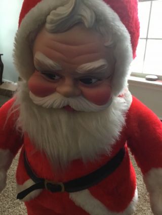 Vintage Rushton 41” Rubber Face Plush Stuffed Santa Claus