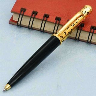 Cartier Panthere Luxury Rollerball Pen Marble Black Lacquer Gold Plated