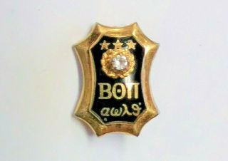 Vintage Beta Theta Pi 10k Yellow Gold Fraternity Badge Pin Dated 2 - 3 - 85
