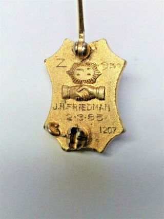 Vintage Beta Theta Pi 10k Yellow Gold Fraternity Badge Pin Dated 2 - 3 - 85 2