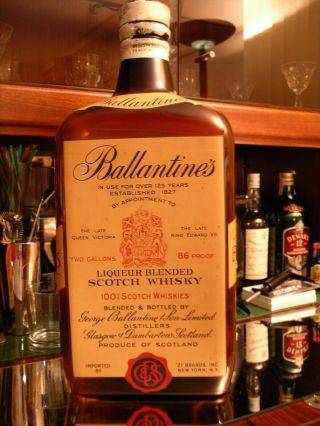2 Gallon Glass Ballantine’s Scotch Whiskey Bottle No Res