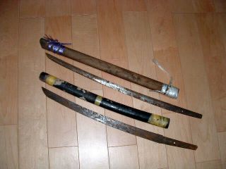 St087 Japanese Samurai Sword: Two Mumei Wakizashi Project Blades