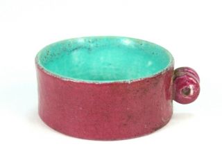 Antique Qianlong Chinese Porcelain Bird Feeder Ox Blood & Turquoise Cylinder