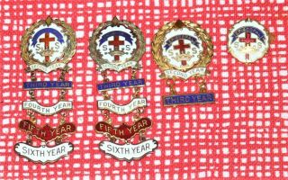 Vintage Episcopal Enameled Sunday School Pins 8kt Gold Little System