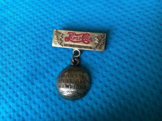 29 1941 Pepsi Cola Double Dot Award Sign Softball Champions Pin Medal