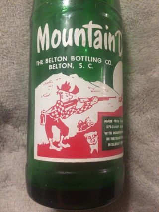 Vintage Mountain Dew Soda Bottle Redheaded " The Belton Bottling Co.  Belton,  Sc "