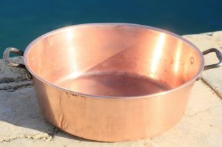 Vintage French Copper Confiture Jam Pan With Rolled Rim 4lbs Diam 15inch