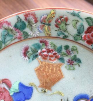 RARE 19th C Chinese Porcelain Dish with Marks QING Dynasty 3