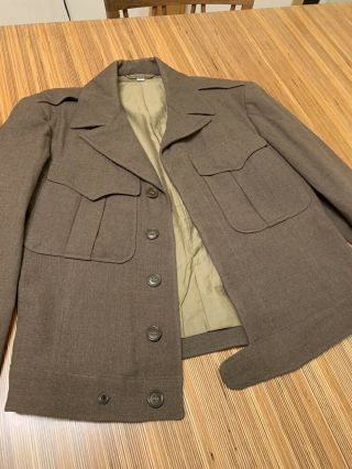 Vintage Brown Olive Military Jacket Coat Size 38R WWII Bedford 1944 3