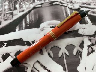 Vintage Restored Danish 1930s Art Deco Penol No.  1 Coral Red Fountain Pen