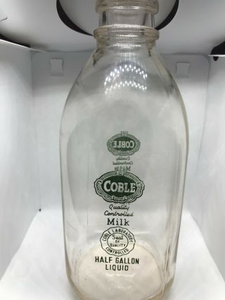 Coble Dairy Bottle,  1/2 Gallon,  Near Shape,  Se Brand (nc,  Sc,  Va,  Ga,  Ky)