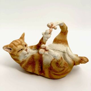 A Breed Apart “dibley” Adorable Large Orange Tabby Cat Figurine Country Artist