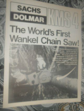 1970s Sachs Dolmar Kms 4 Wankel Chain Saw Brochure Photos Specifications