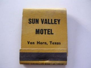 Sun Valley Motel Van Horn Texas Full Matchbook Tx