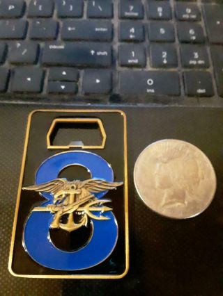 Rare U.  S.  Navy Seal Team Aces And Eights Bottle Opener Challenge Coin