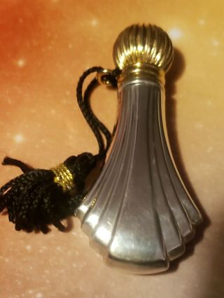 Vintage Art Deco Towle Signed Sterling Silver Perfume Bottle With Silk Tassel