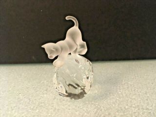 Rare - Hard To Find Swarovski Ebeling & Reuss Crystal Frost Cat On Clear Yarn Ball