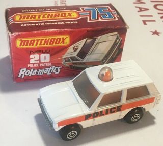Matchbox 20 Police Patrol Rola - Matics Lesney 1975 With Box