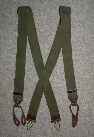 WW2 US Army Air Forces USAAF Issue Heavy Trousers Suspenders w/Leather Tabs 2