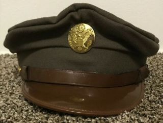 Wwii Ww2 Us Army Air Corps Gaberdiene General Visor Crusher Hat/cap