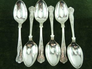 6 Vintage Epns A1 Dessert Spoons Kings Pattern Silver Plated