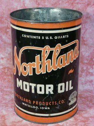 Northland 5 Quart,  Qt.  Motor Oil Can.  Waterloo Iowa