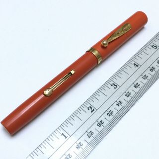 Vintage Waterman Ideal Clip - Cap Cardinal Red Orange Hard Rubber Ink Fountain Pen