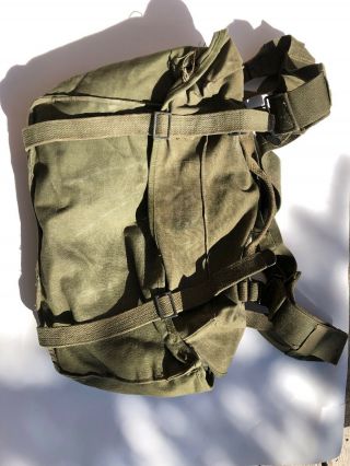 Vintage Us Army Ww2 M - 1945 Pack Field Cargo Canvas Military Bag 1954