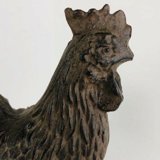 Cast Iron Rooster Chicken Country Farmhouse Rustic Decor Large 3 - D Heavy 9 Lbs. 2
